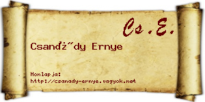 Csanády Ernye névjegykártya
